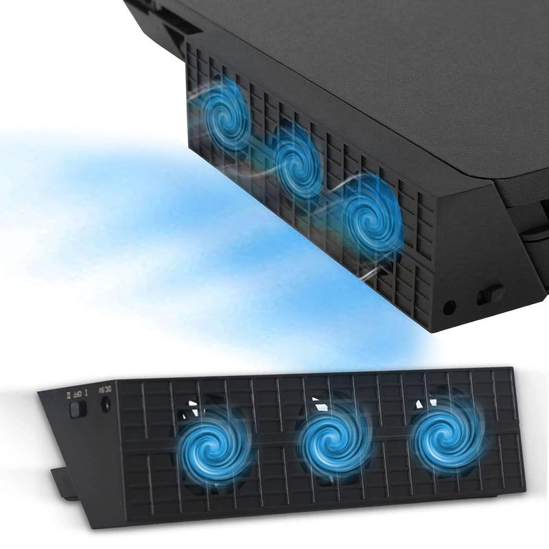 Linkhood مروحة تبريد لجهاز PS4 سليم، مروحة تبريد خارجية USB لجهاز الألعاب مع منفذ USB3.0 إضافي لجهاز سوني بلاي ستيشن 4 سليم (لجهاز PS4 سليم فقط) - Image 1